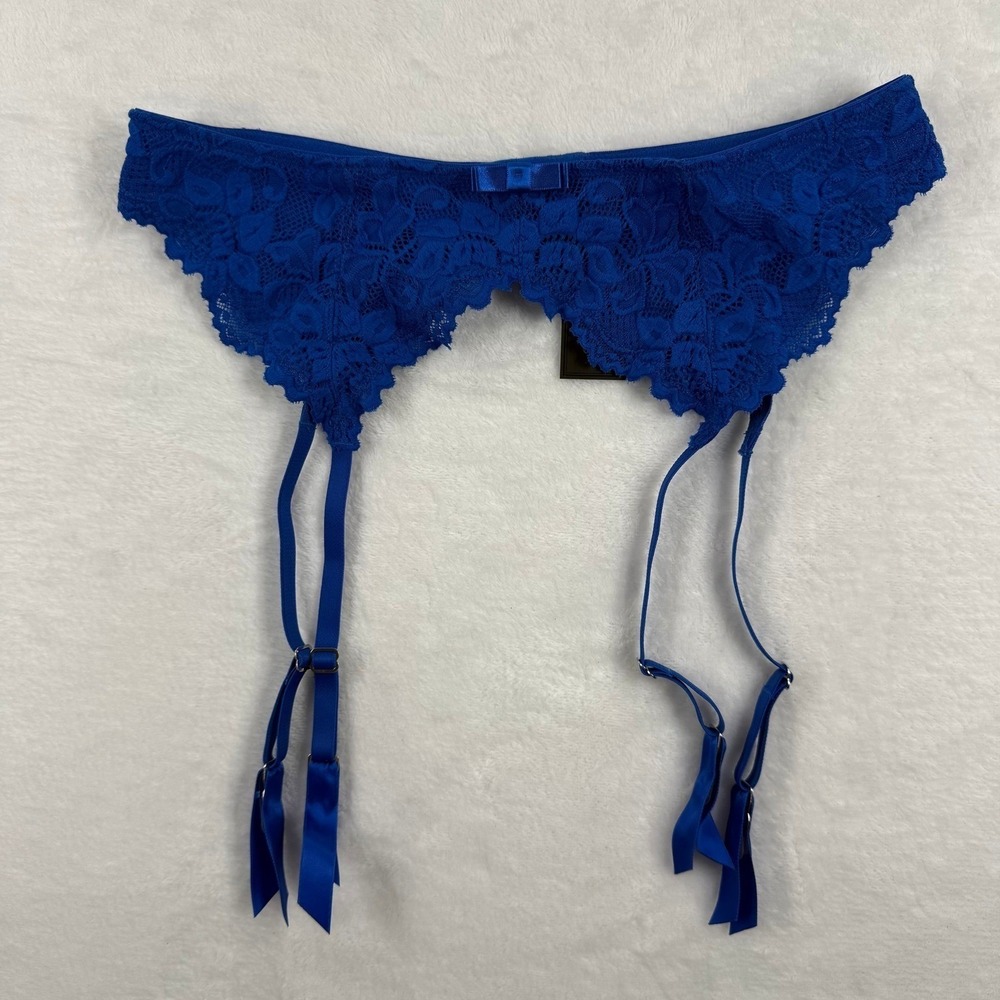 Fredericks of Hollywood Jessica Garter Belt Royal Blue Lace Size‎ S/M
